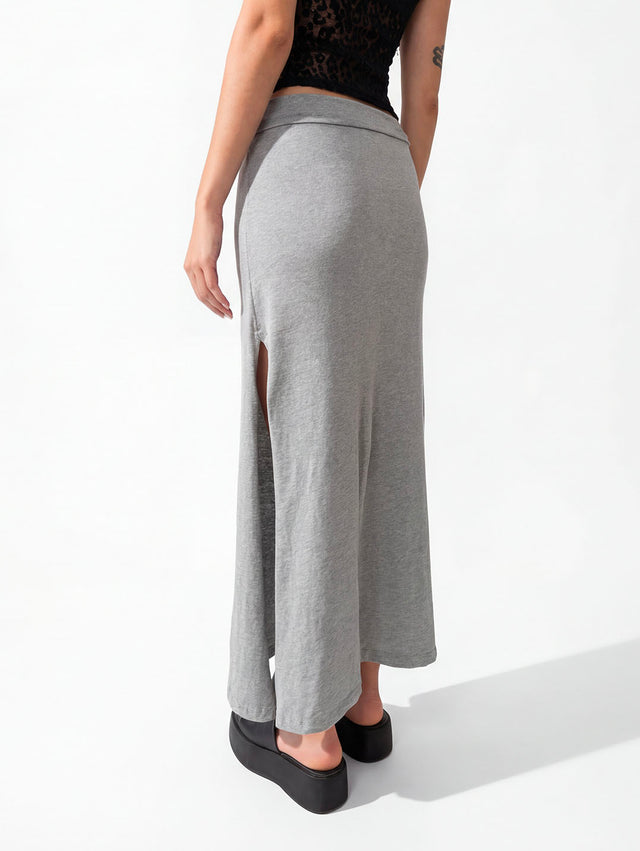 GREY SLIT SKIRT