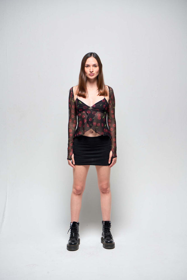 Cherry Mesh Top