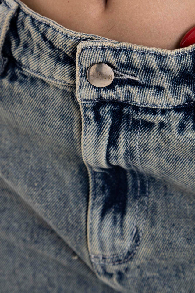 BLACK ACID DENIM SHORT