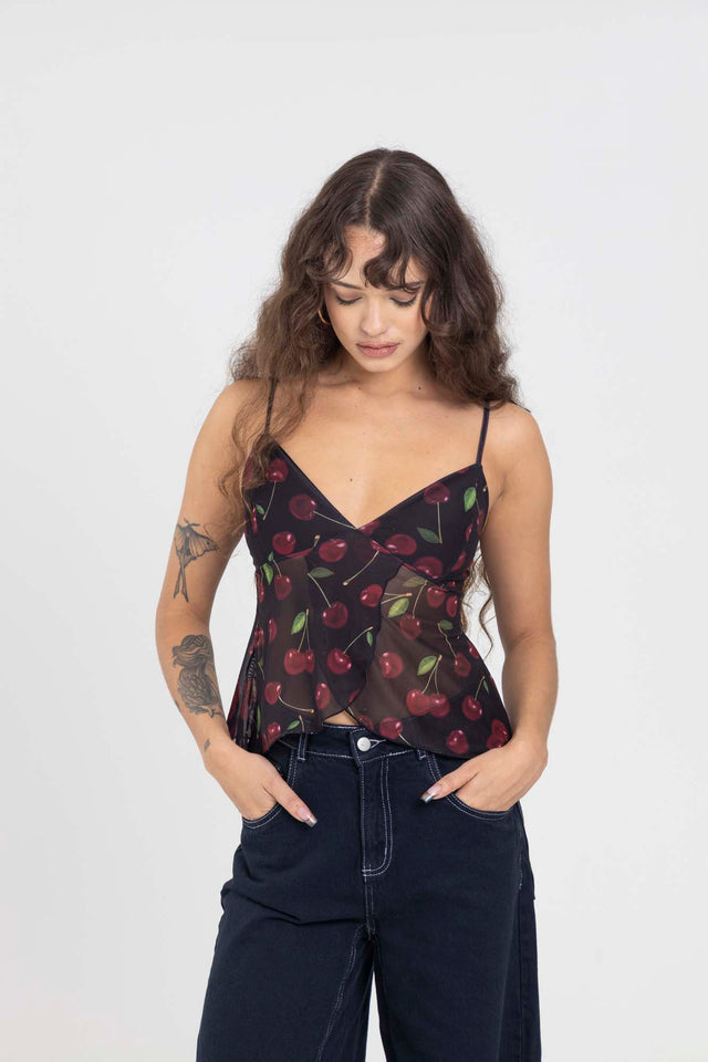 CHERRY MESH TOP