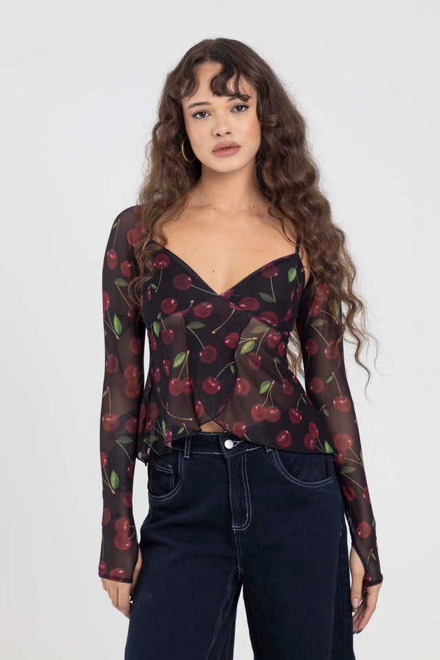 CHERRY MESH TOP