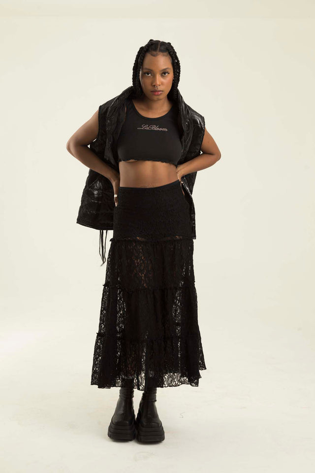LA BLOOM BLACK TANK TOP