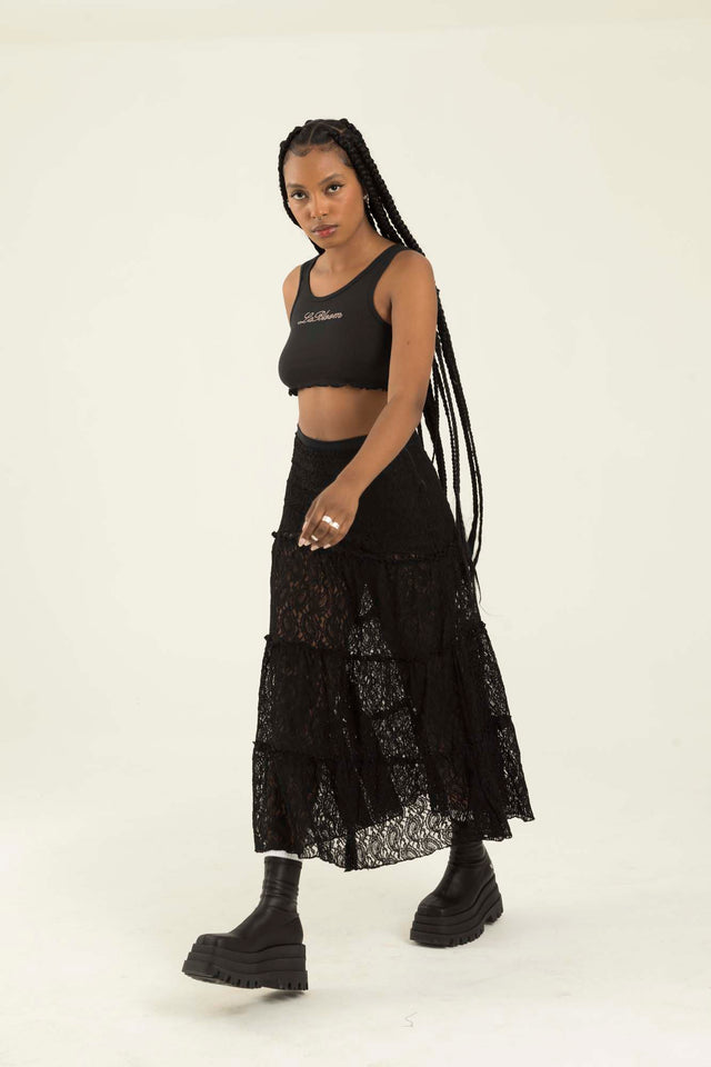 LA BLOOM BLACK TANK TOP