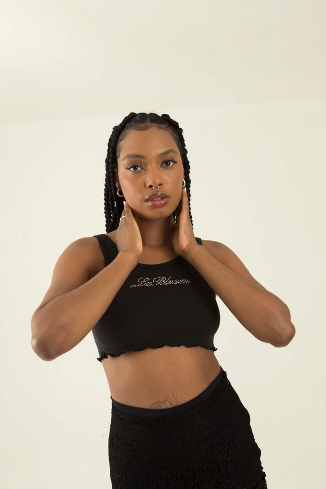 LA BLOOM BLACK TANK TOP