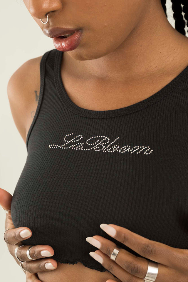 LA BLOOM BLACK TANK TOP