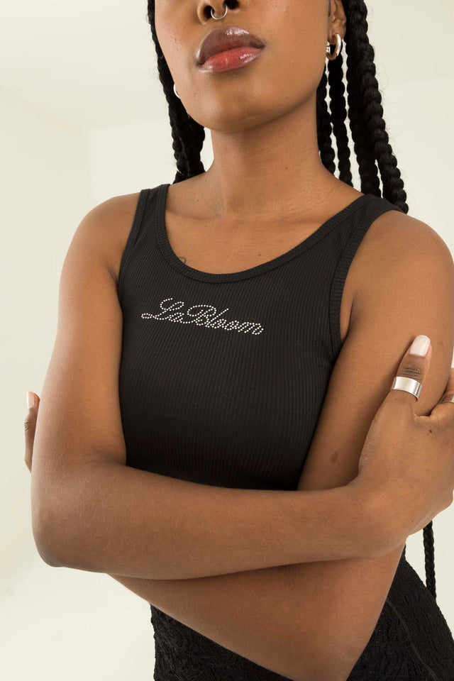 LA BLOOM BLACK TANK TOP