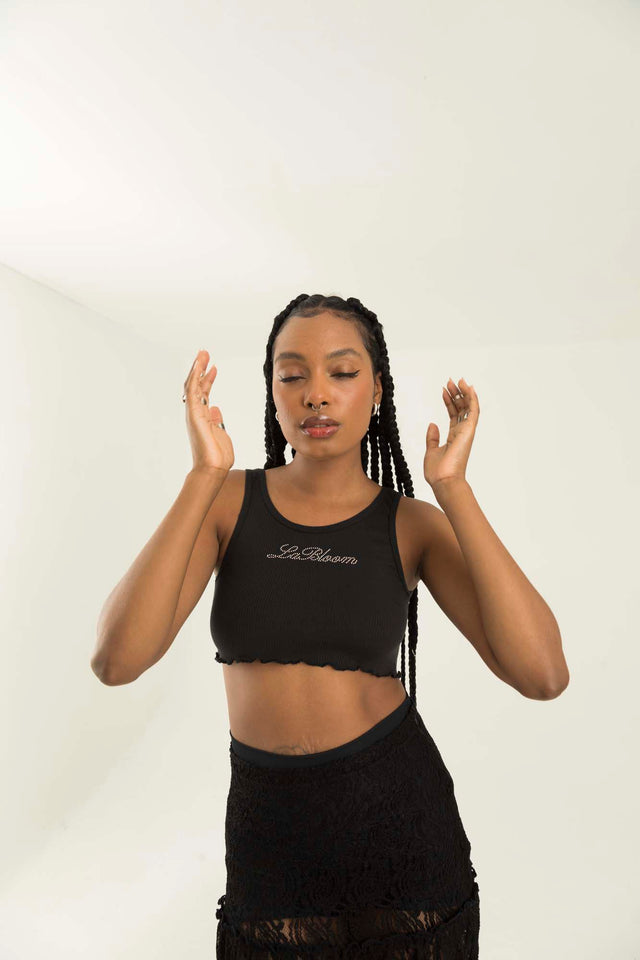 LA BLOOM BLACK TANK TOP