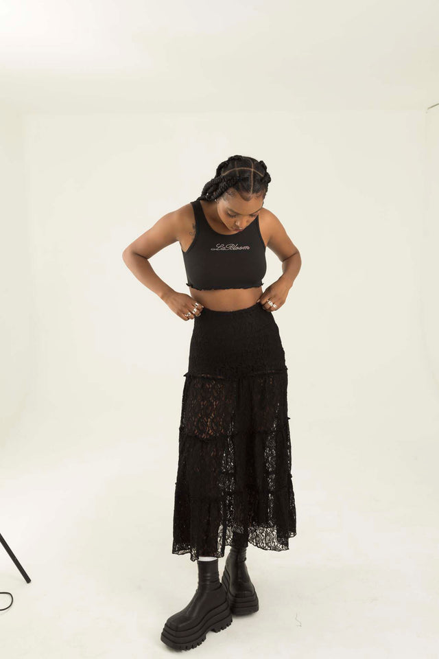 LA BLOOM BLACK TANK TOP