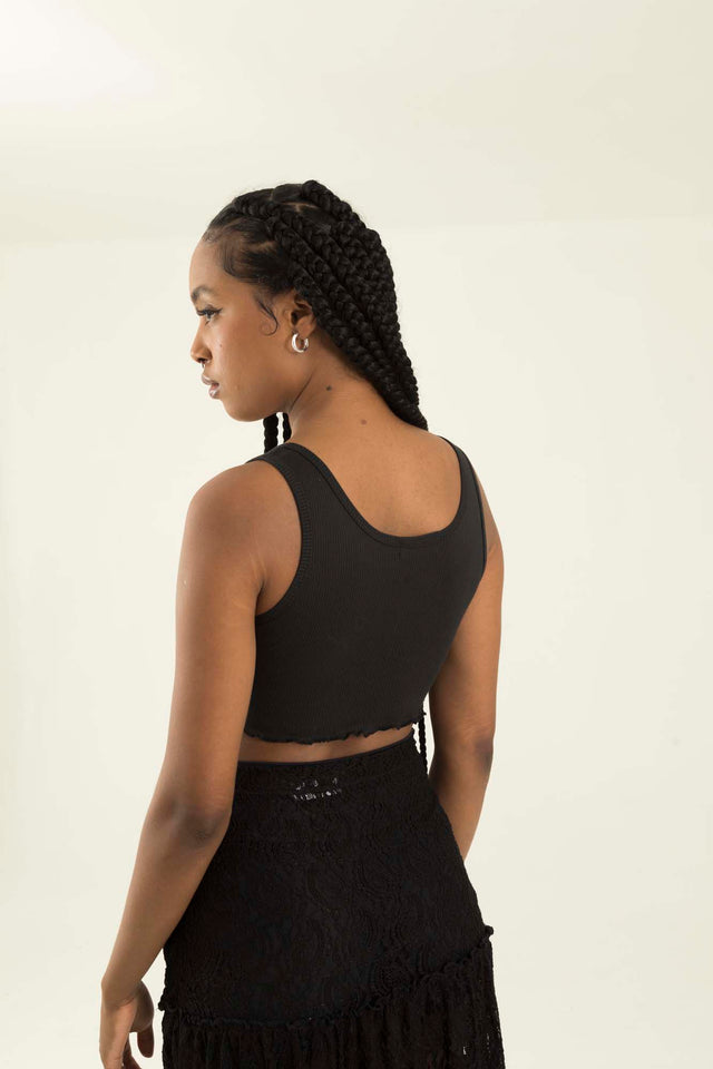 LA BLOOM BLACK TANK TOP