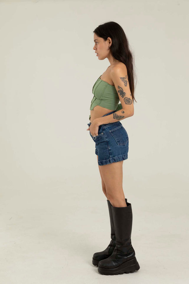 DARK BLUE DENIM SHORT