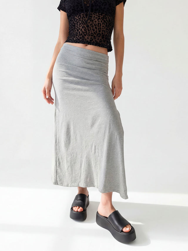 GREY SLIT SKIRT