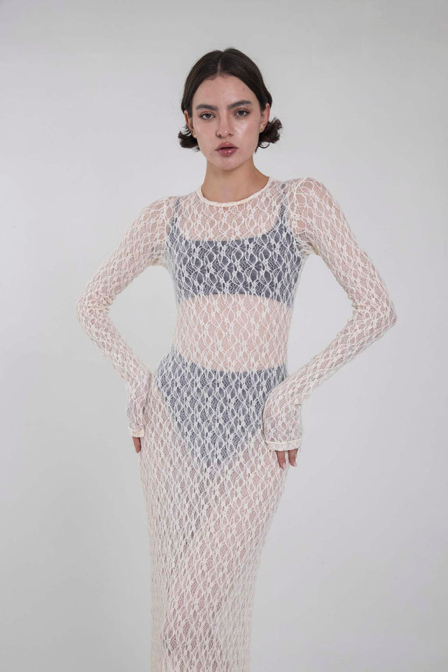 SERENA MARFIL LACE DRESS